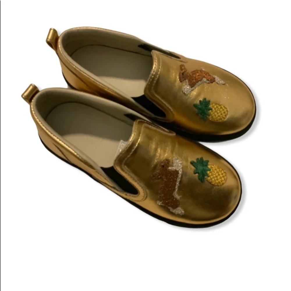 GUCCI CHILDREN'S METALLIC SNEAKER W/ EMBROIDERIES